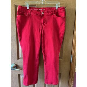 Westport Signature Fit Womens Red Capri Jeans Stretch Denim Size 16